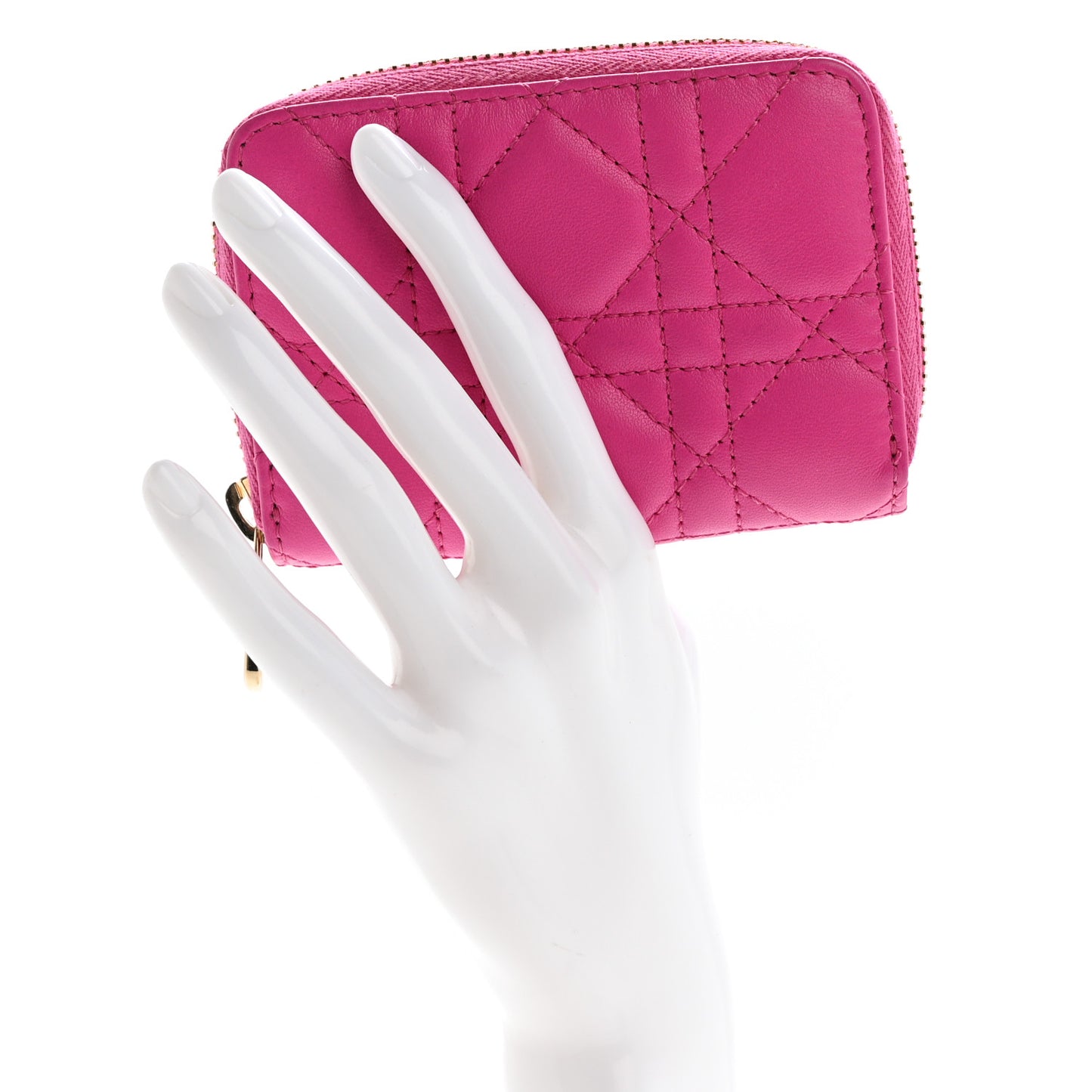 Lambskin Cannage Mini Lady Dior Zip Portemonnaie Rani Pink