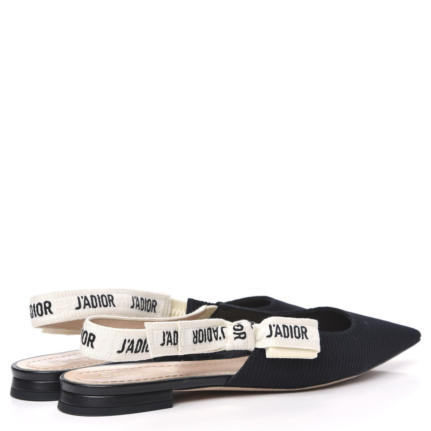 Technical Canvas Ribbon J'Adior Slingback Ballet Flats 37 Black