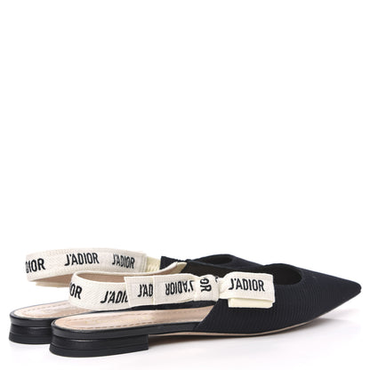 Christian Dior Technical Canvas Ribbon J'Adior Slingback Ballet Flats 37 Black 4 of 10