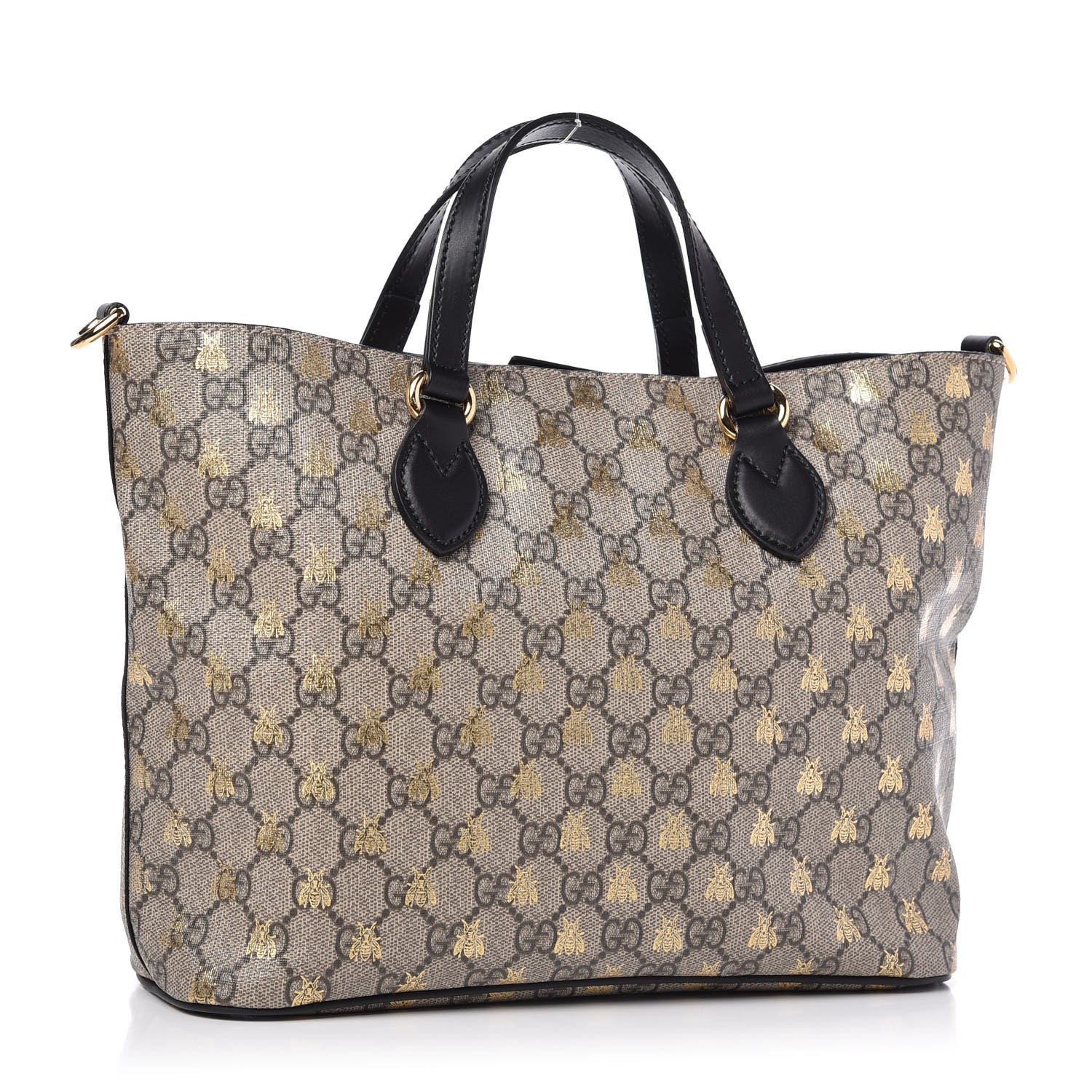 Gucci Soft GG Supreme Monogram Bees Small Crossbody Tote Beige Oro Black 3 of 9