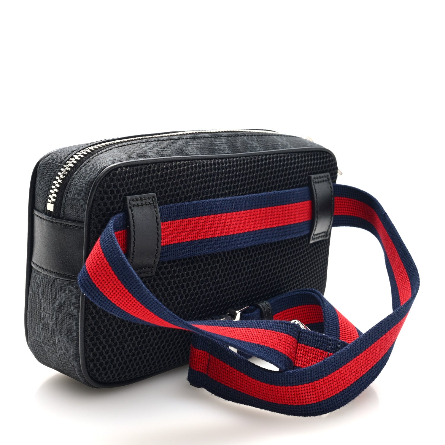 Gucci Soft GG Supreme Monogram Web Belt Bag Black Grey 1829914