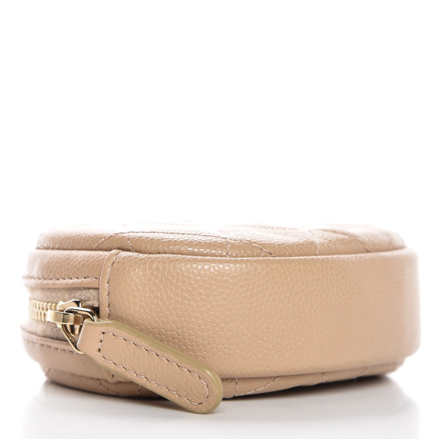 Caviar Quilted Zip Around Classic Coin Purse Beige