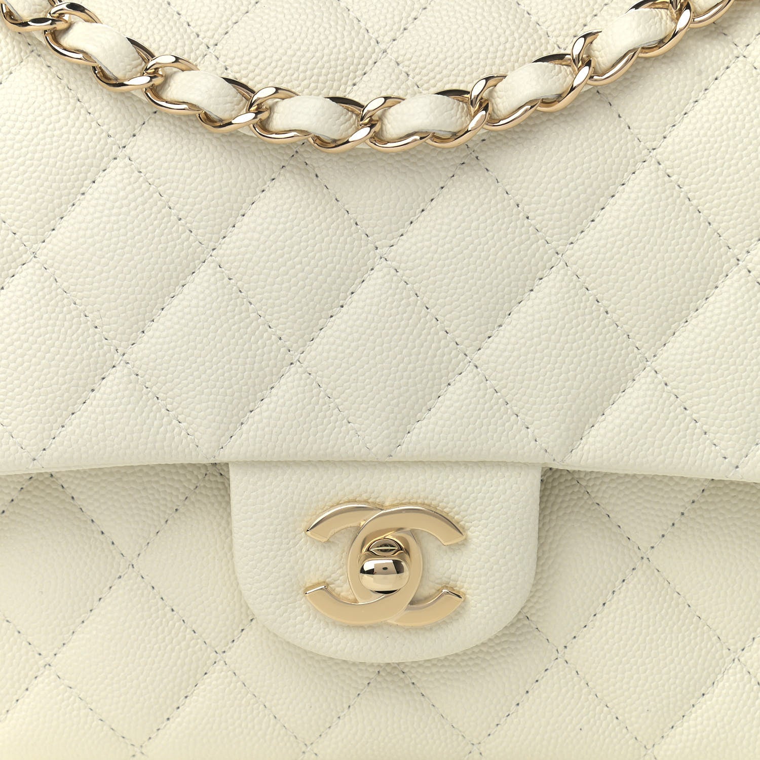 Chanel Caviar Quilted Medium Double Flap White 8 of 11