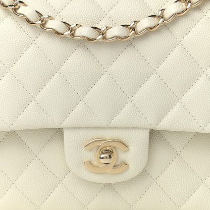 Chanel Caviar Quilted Medium Double Flap White 8 of 11