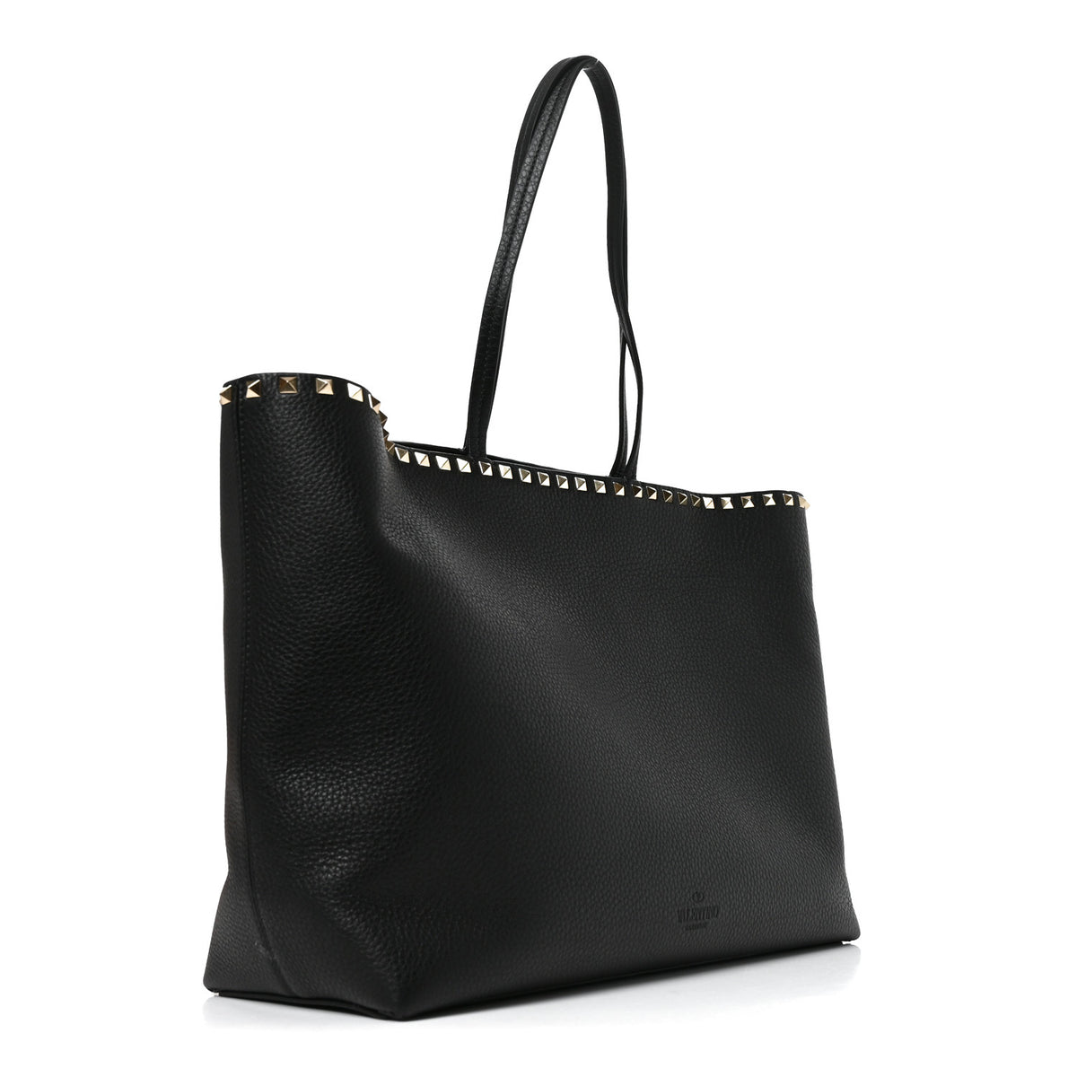 Valentino Garavani Grained Calfskin Rockstud Shoulder Tote Black 3 of 9