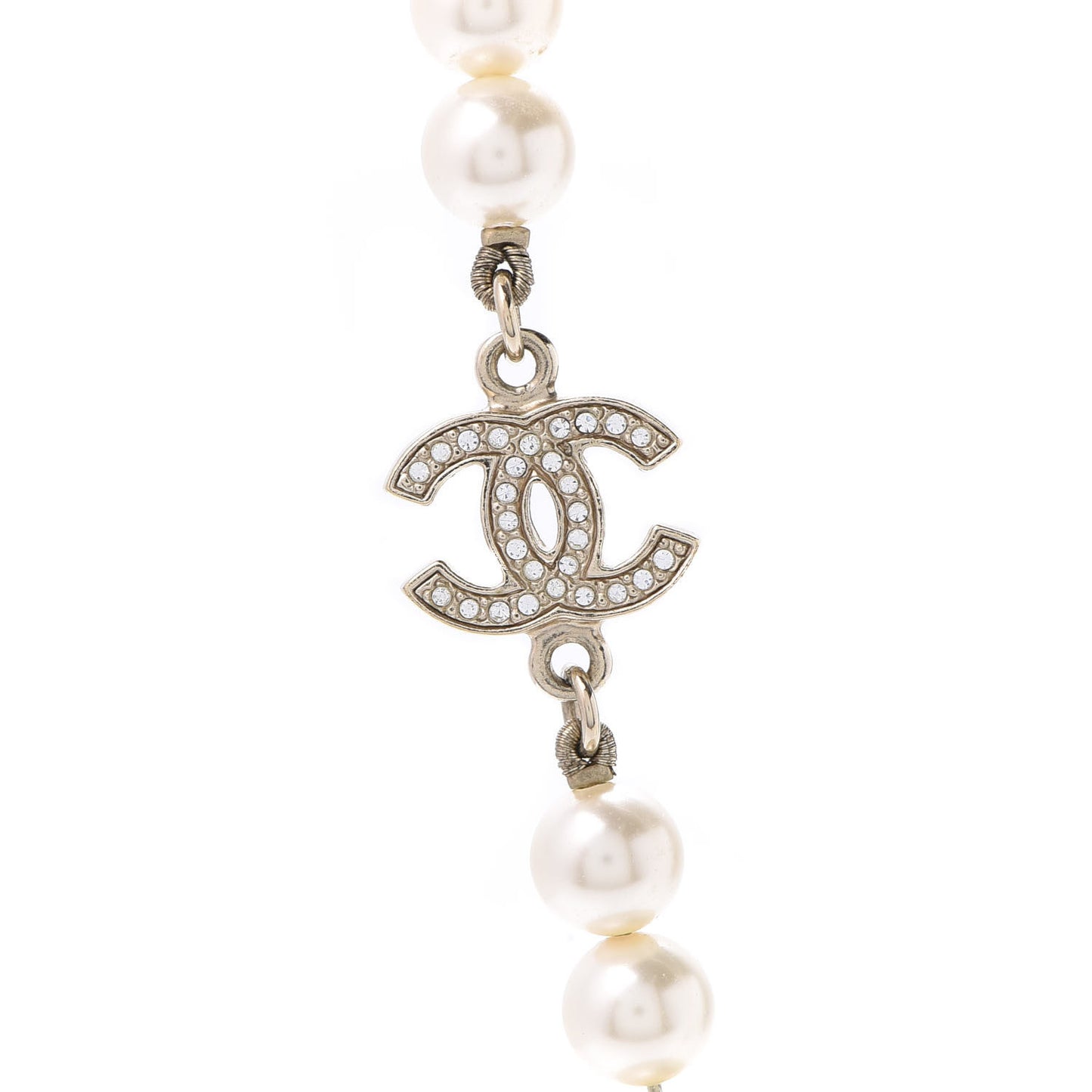 Crystal Pearl CC Short Necklace Gold