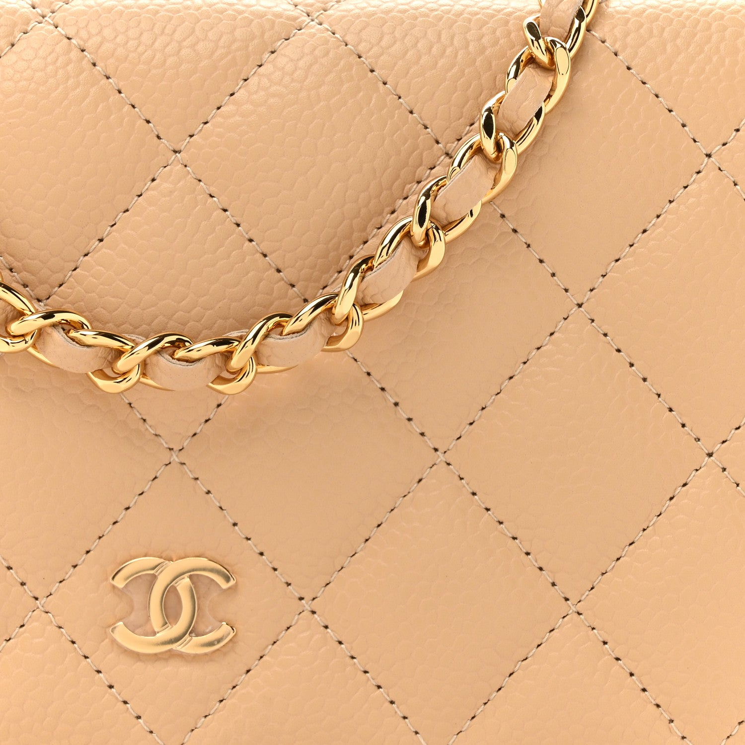 Chanel Caviar Quilted Wallet on Chain WOC Beige Clair 8 of 11