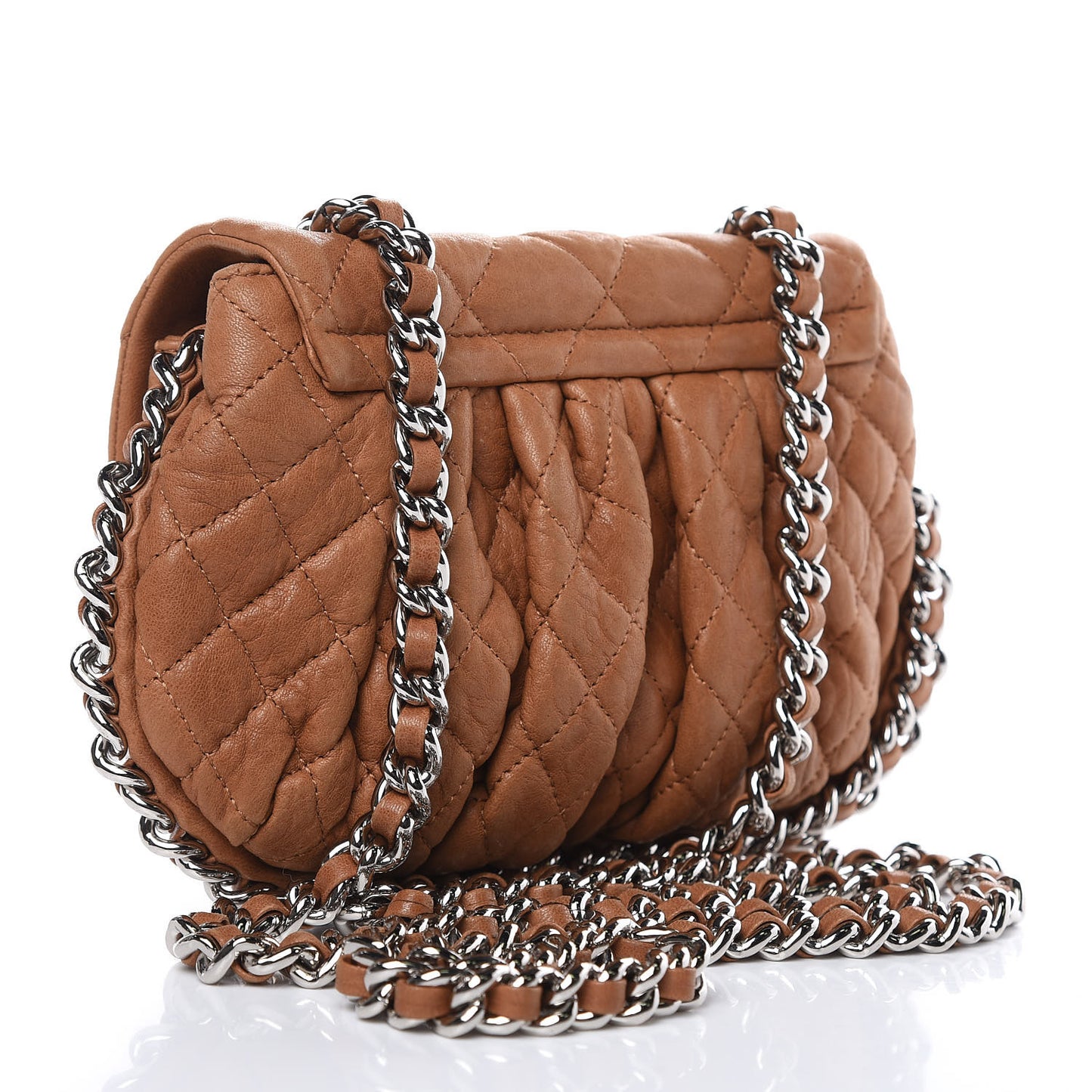 Washed Lambskin Mini Chain Around Messenger Brown