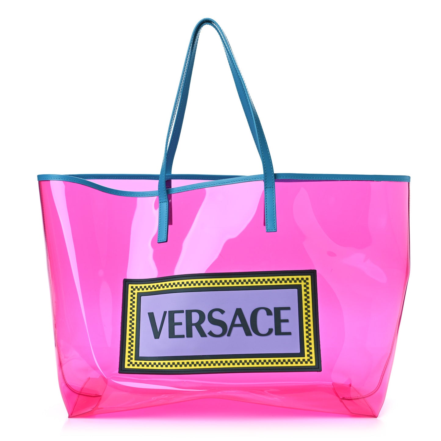 Vinyl Calfskin 90s Logo Tote Pink Blue