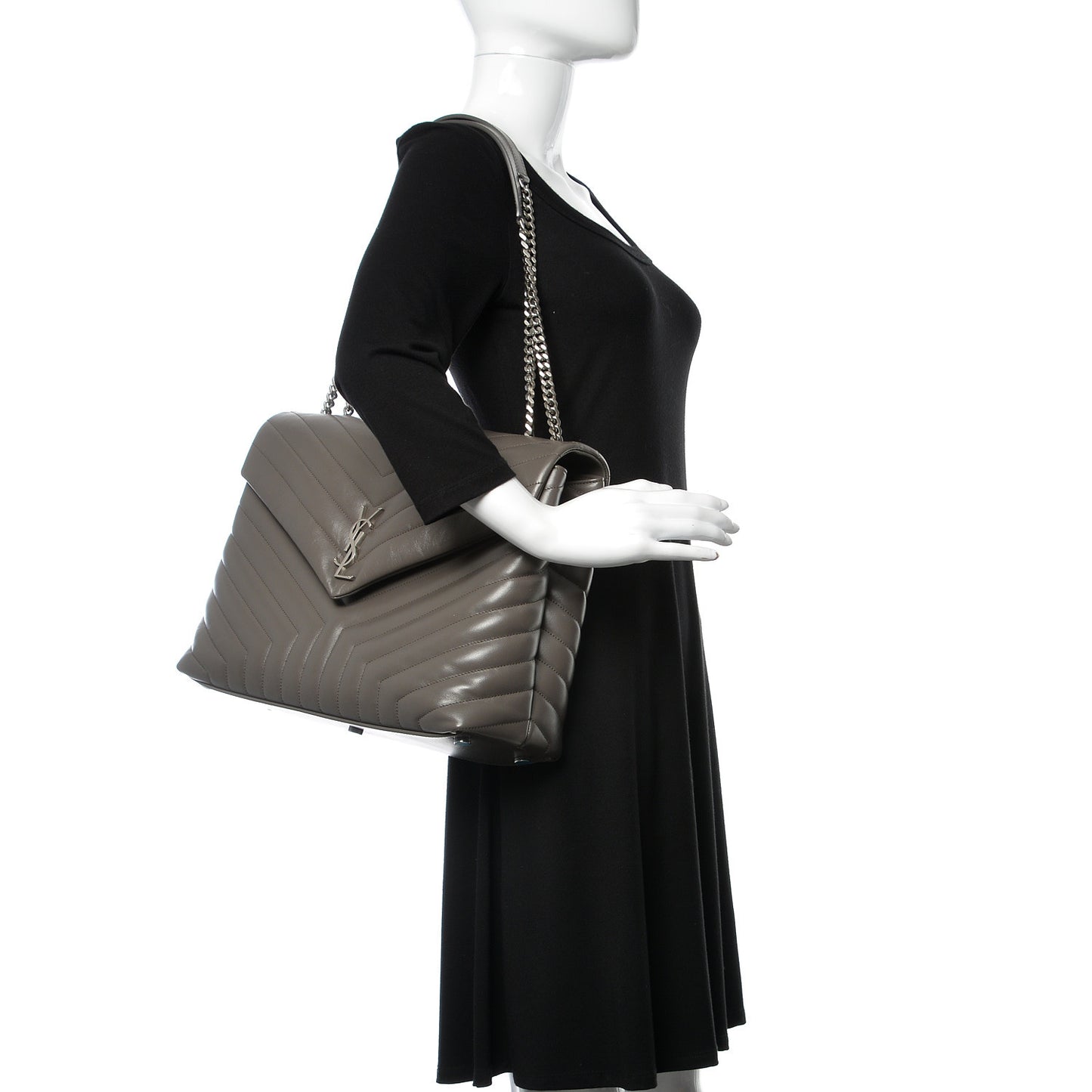 Calfskin Y Quilted Monogram Large Loulou Chain Satchel Earth