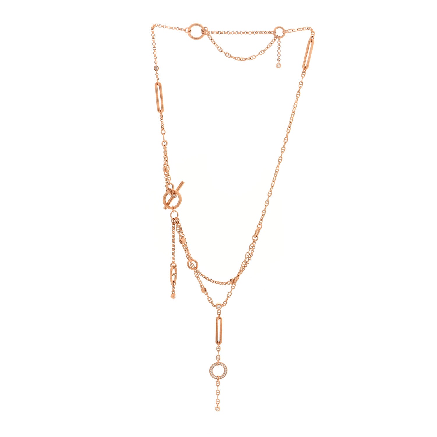 Hermes 18K Rose Gold Diamond Chaine d'Ancre Chaos Necklace 6 of 10
