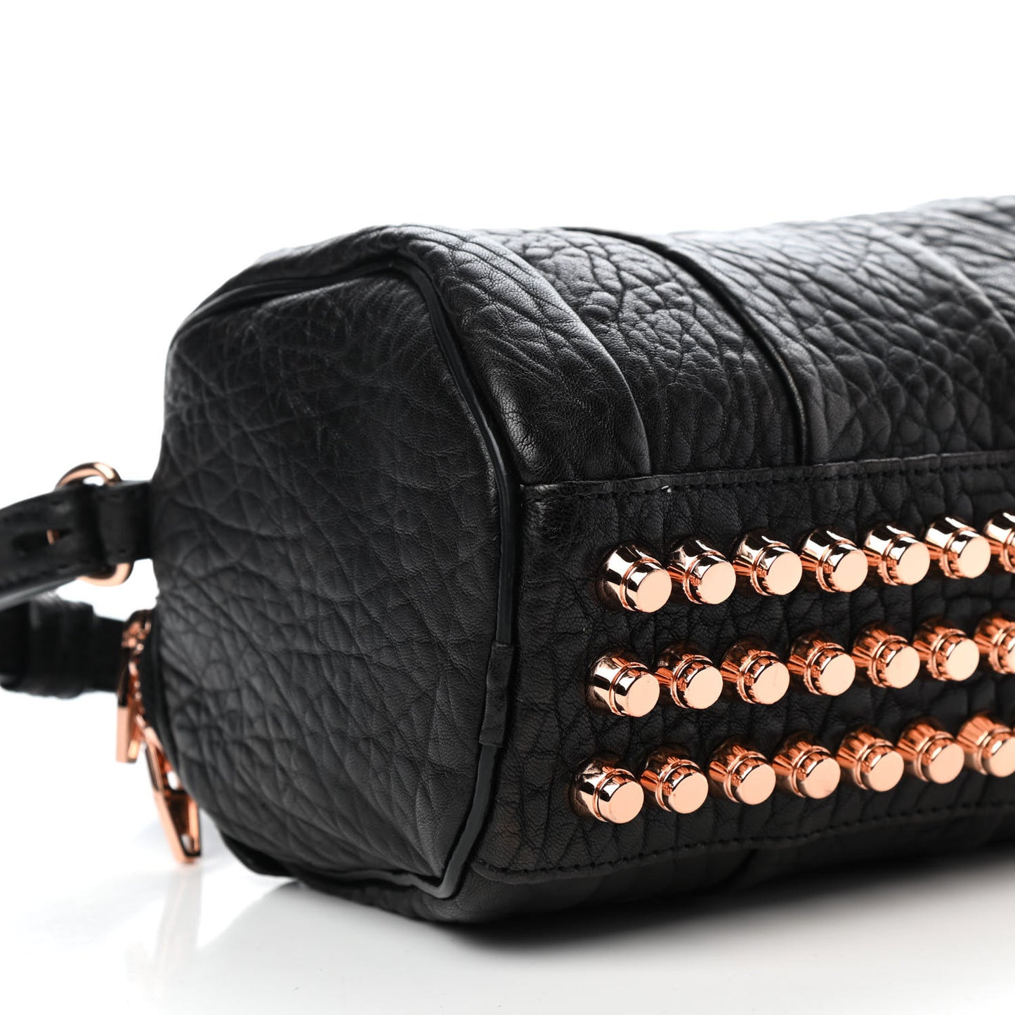 Pebbled Lambskin Mini Rockie Black Rose Gold Hardware