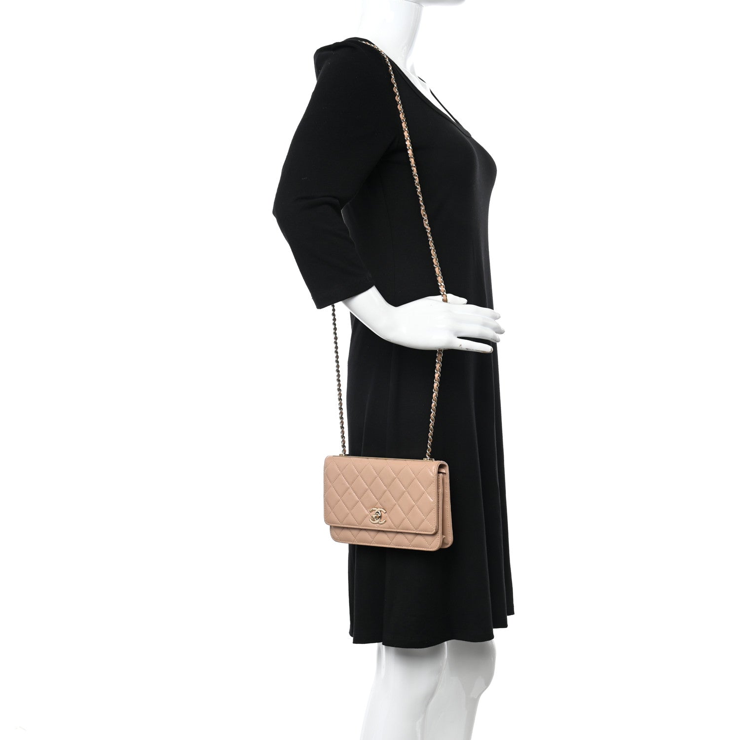 Chanel Lambskin Quilted Trendy CC Wallet On Chain WOC Beige 2 of 20