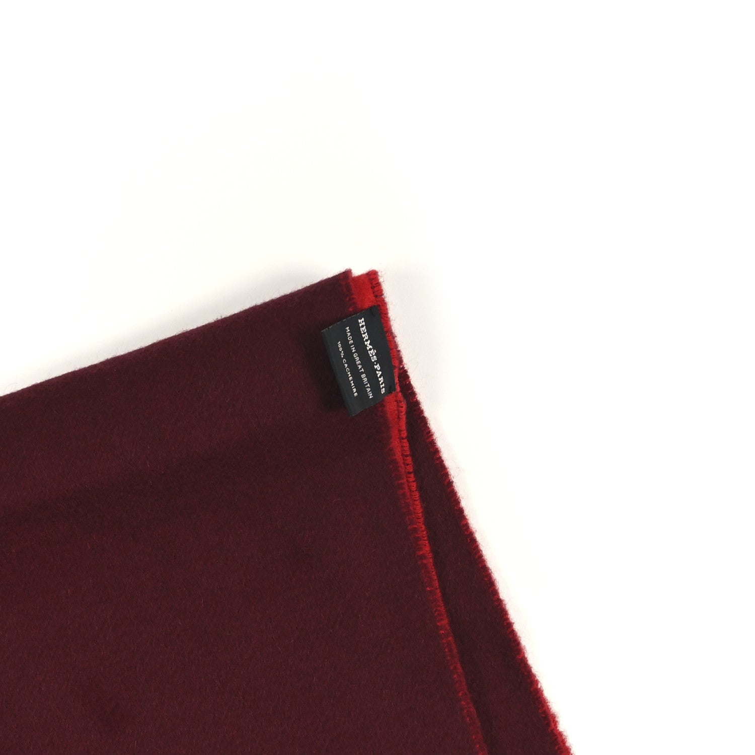 Hermes Cashmere Fringe Double Face Scarf Bordeaux Rouge 3 of 3
