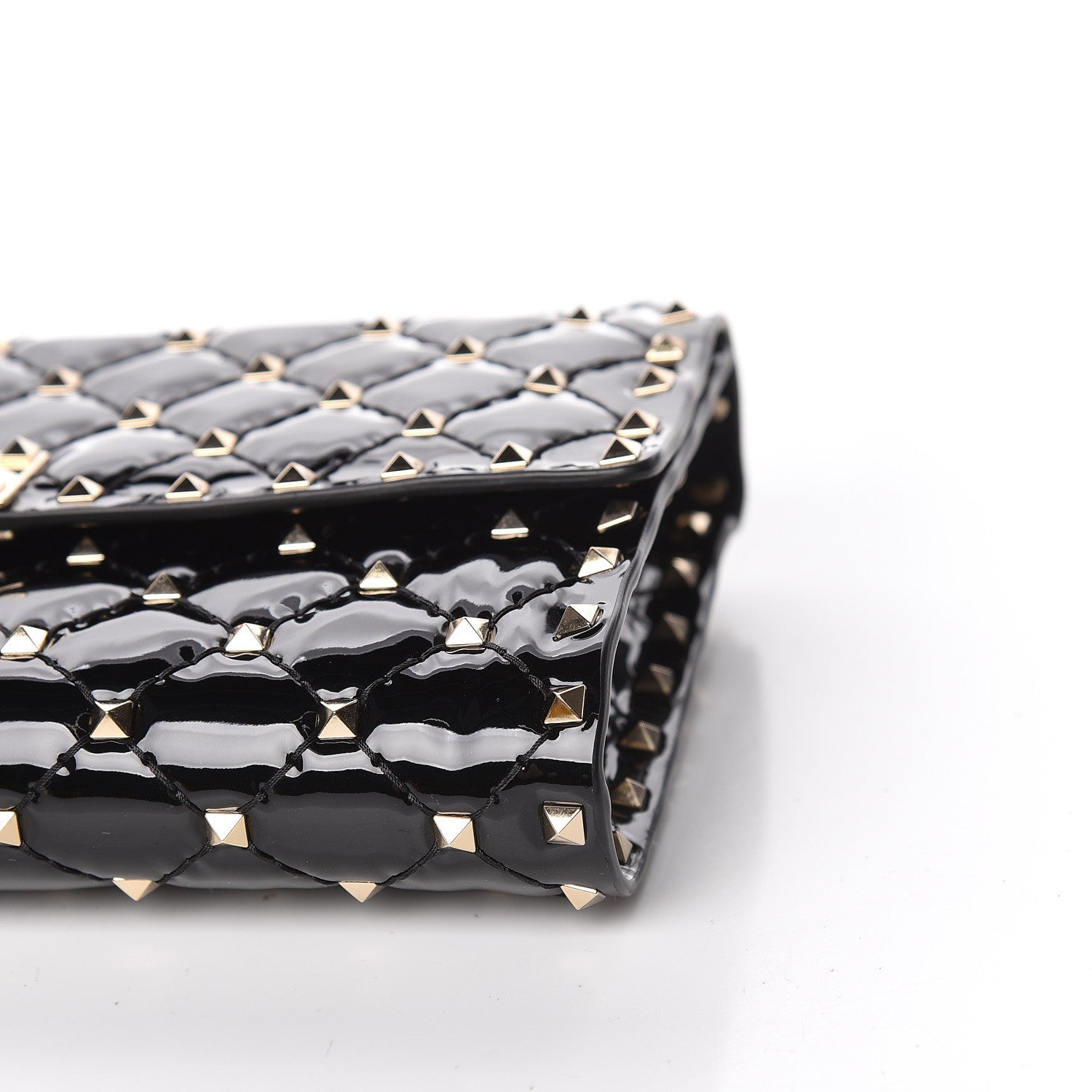 Valentino Garavani Patent Rockstud Spike Wallet on Chain Black 6 of 11