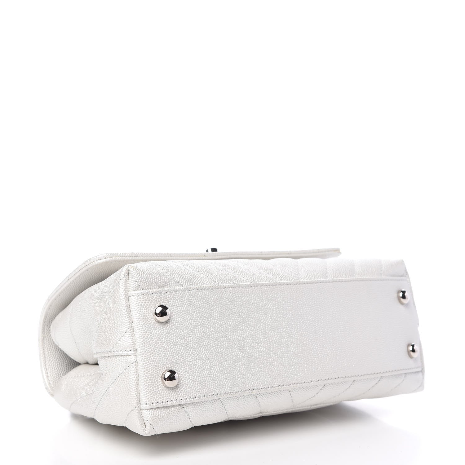 Chanel Iridescent Caviar Chevron Quilted Mini Coco Handle Flap White 4 of 9