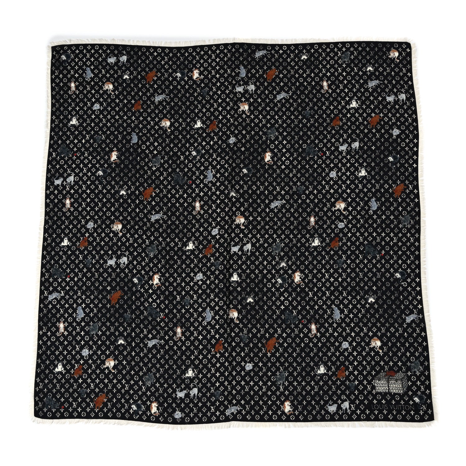 Louis Vuitton Silk Catogram Classic Square Scarf Black 1 of 4