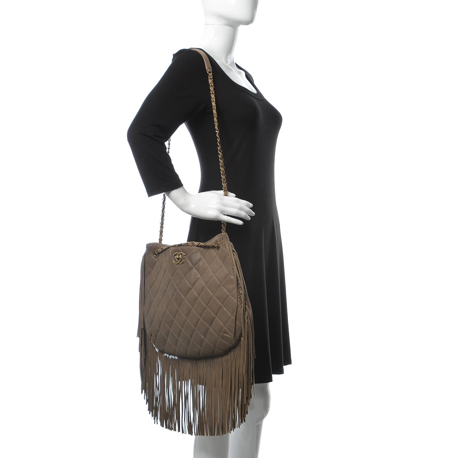 Chanel Calfskin Quilted Into The Fringe Hobo Brown 2 of 7