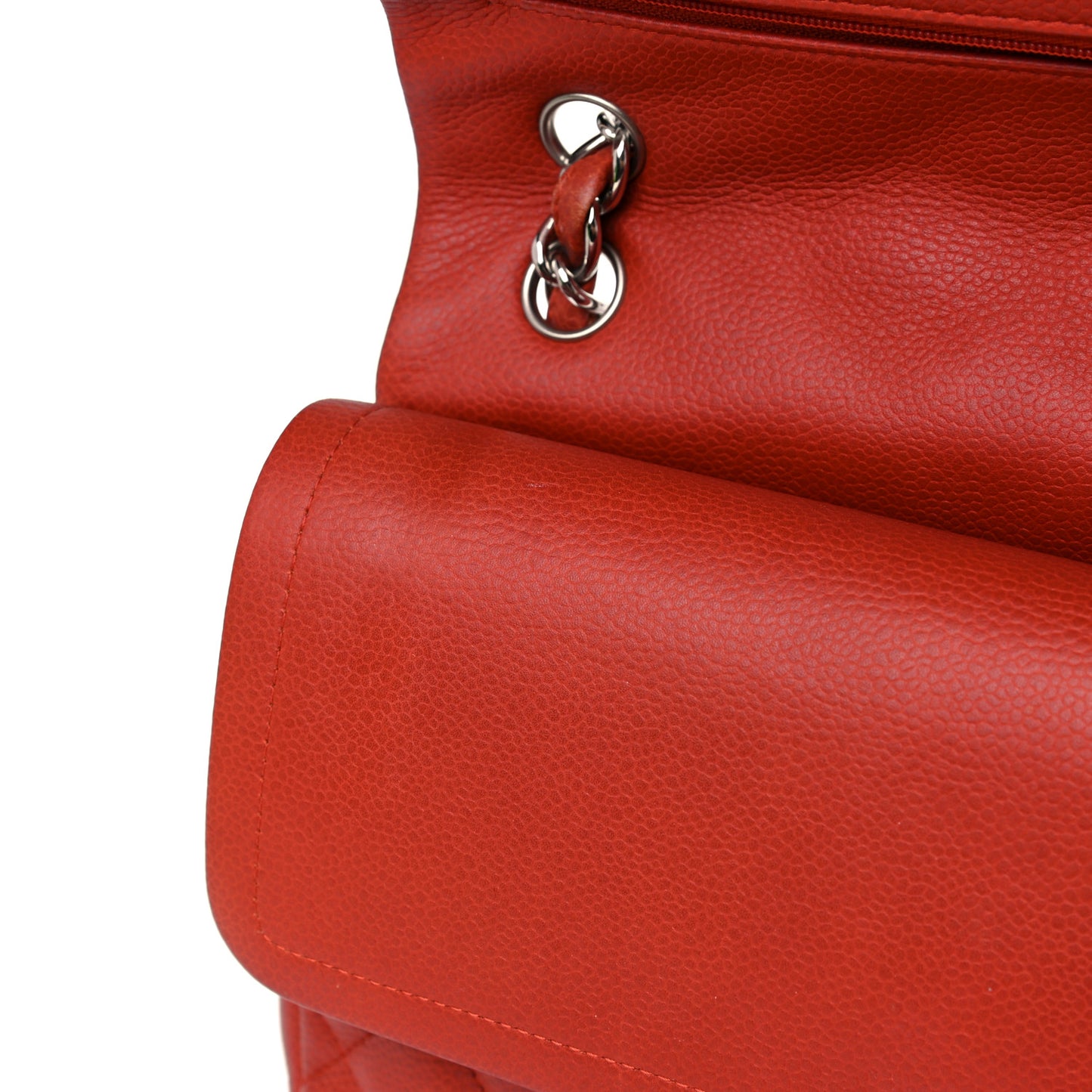 Caviar Quilted Jumbo Double Flap Red