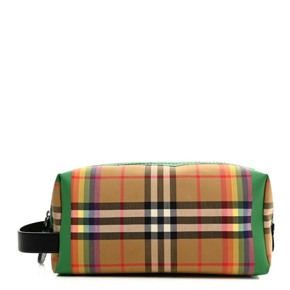 Burberry Vintage Rainbow Check Travel Pouch Antique Yellow Green 1 of 10
