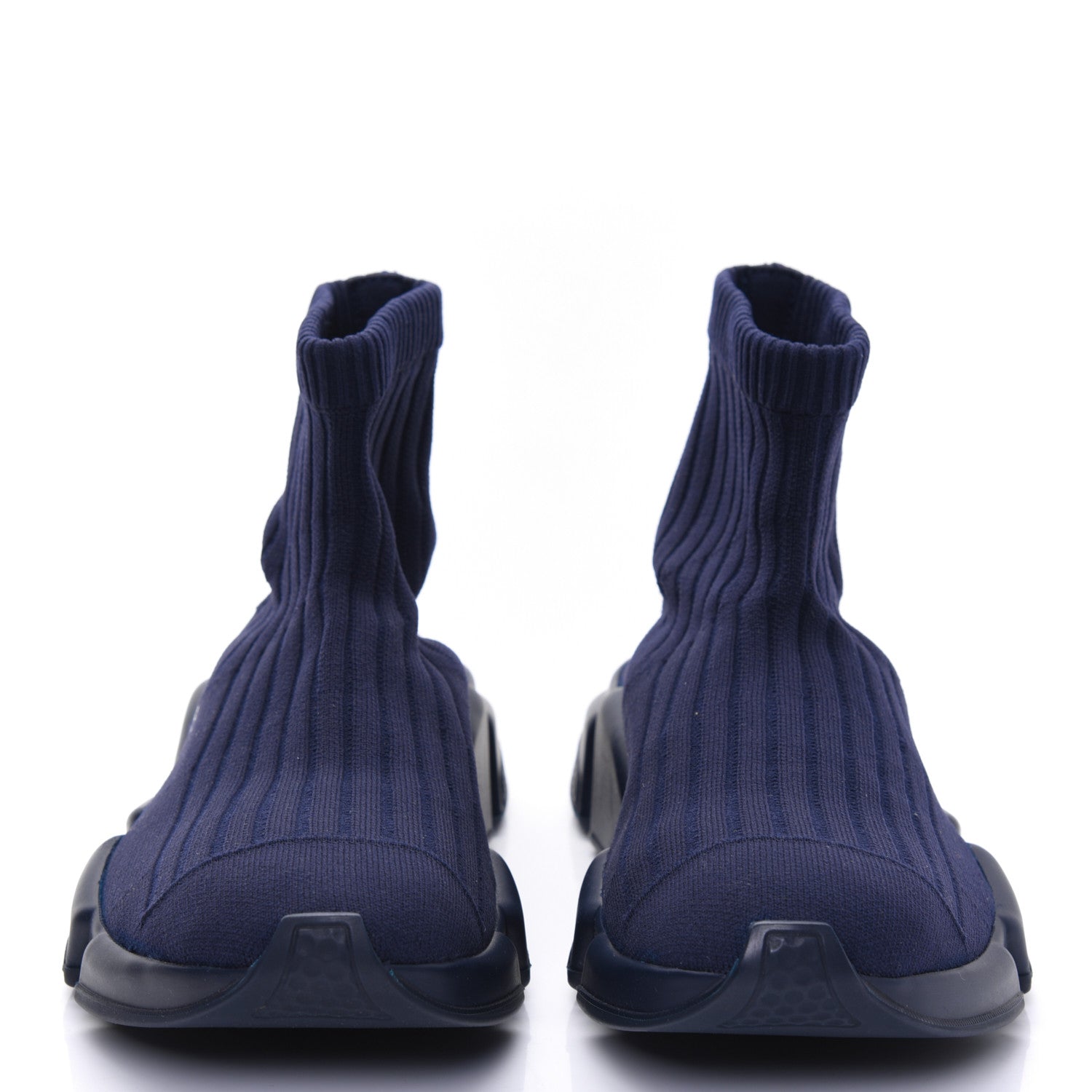Balenciaga Ribbed Effect Knit Mens Speed Sneakers 39 Bleu Marine 2 of 8