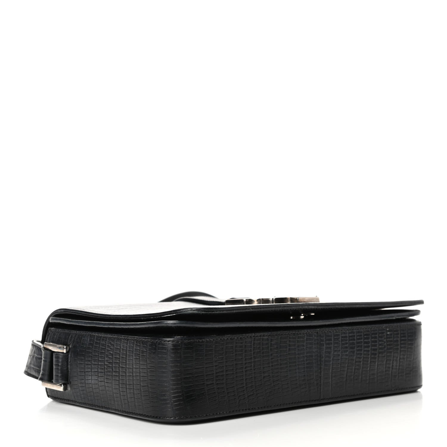 Saint Laurent Lizard Calfskin Embossed Classic Medium Monogram Universite Bag Black 3 of 4