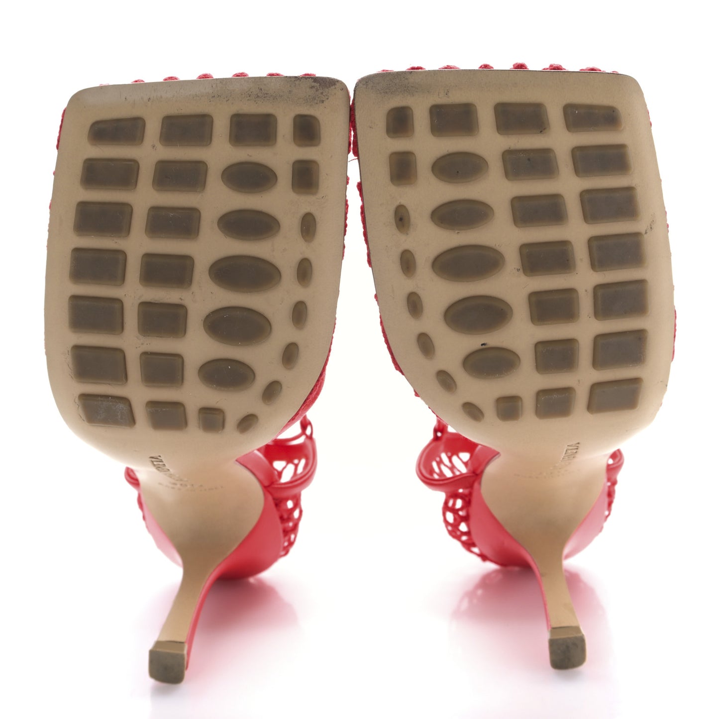 Mesh Nappa Stretch Ankle Tie 90mm Sandals 38.5 Red