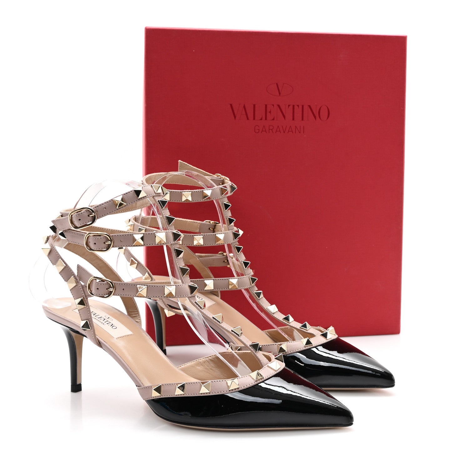 Valentino Garavani Calfskin Nappa Rockstud Ankle Strap 65mm Pumps 39.5 Black Poudre 10 of 10