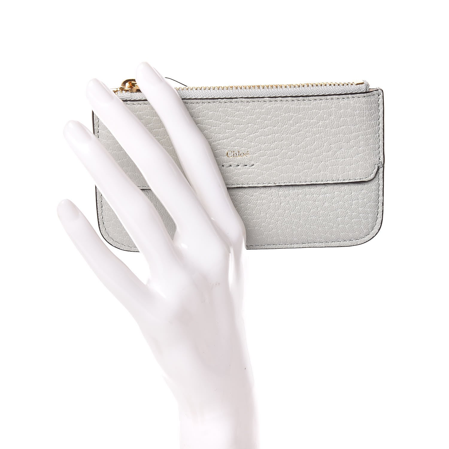 Chloe Grained Calfskin Drew Card Holder Airy Grey 2 of 8