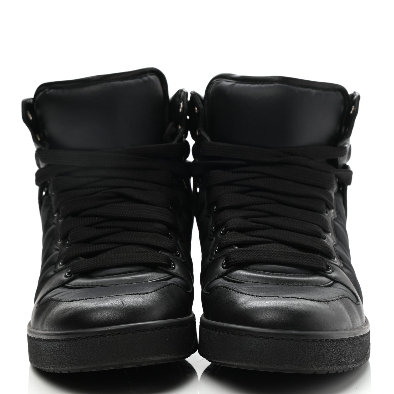 Gucci Nylon Calfskin Mens High Top Sneakers 8.5 Black 3 of 9