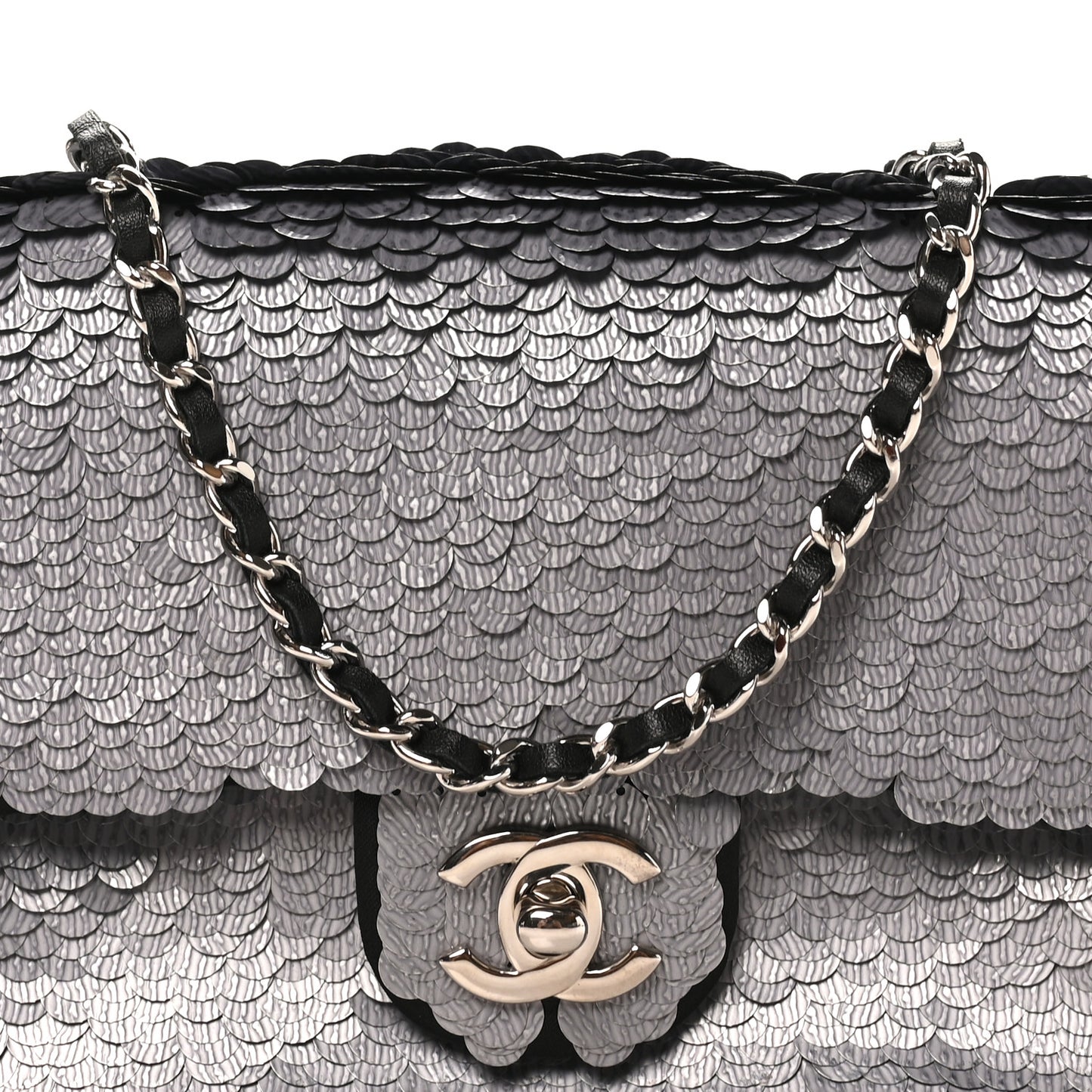Sequin Small Single Flap Silver