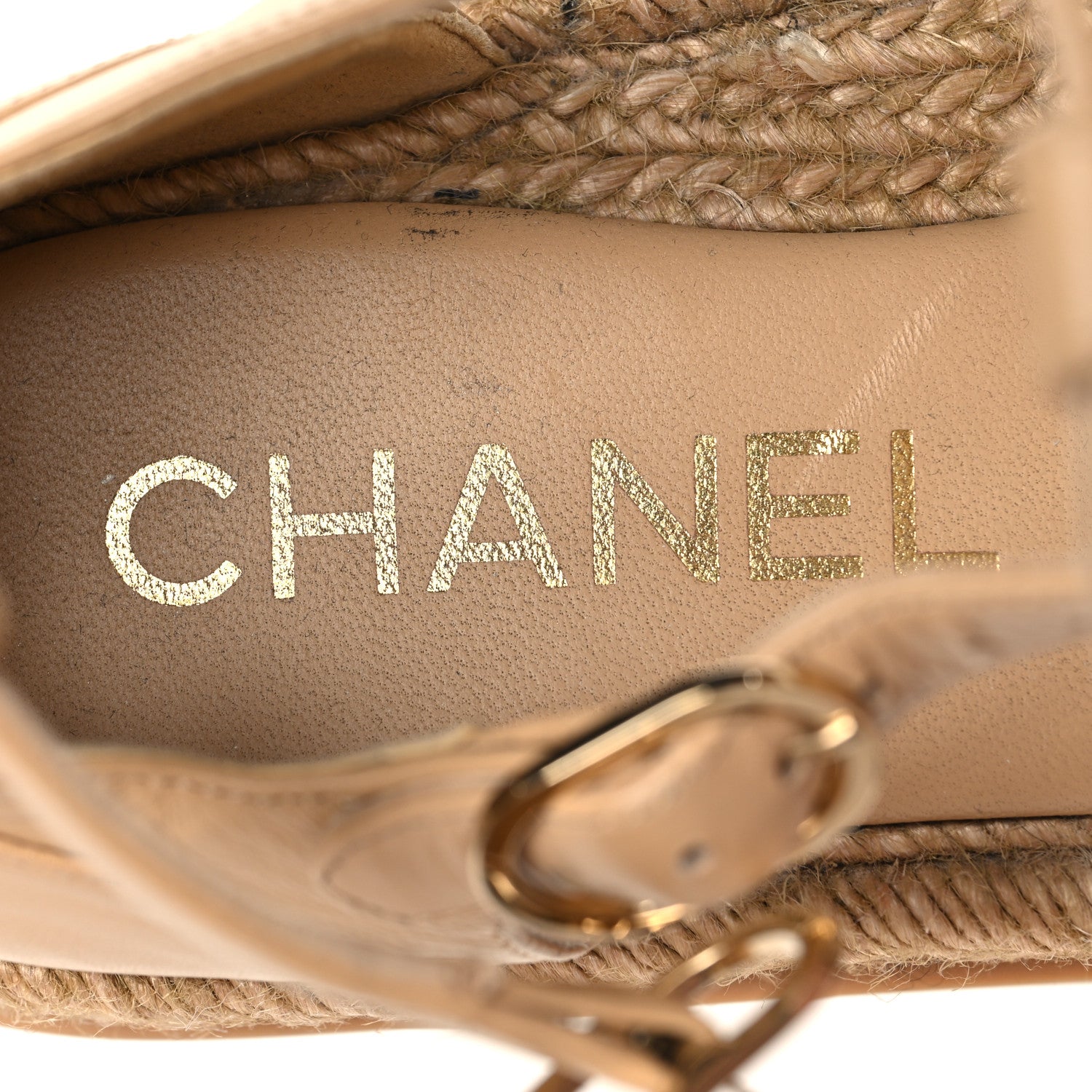 Chanel Lambskin Espadrille Sandals 37 Beige 9 of 9