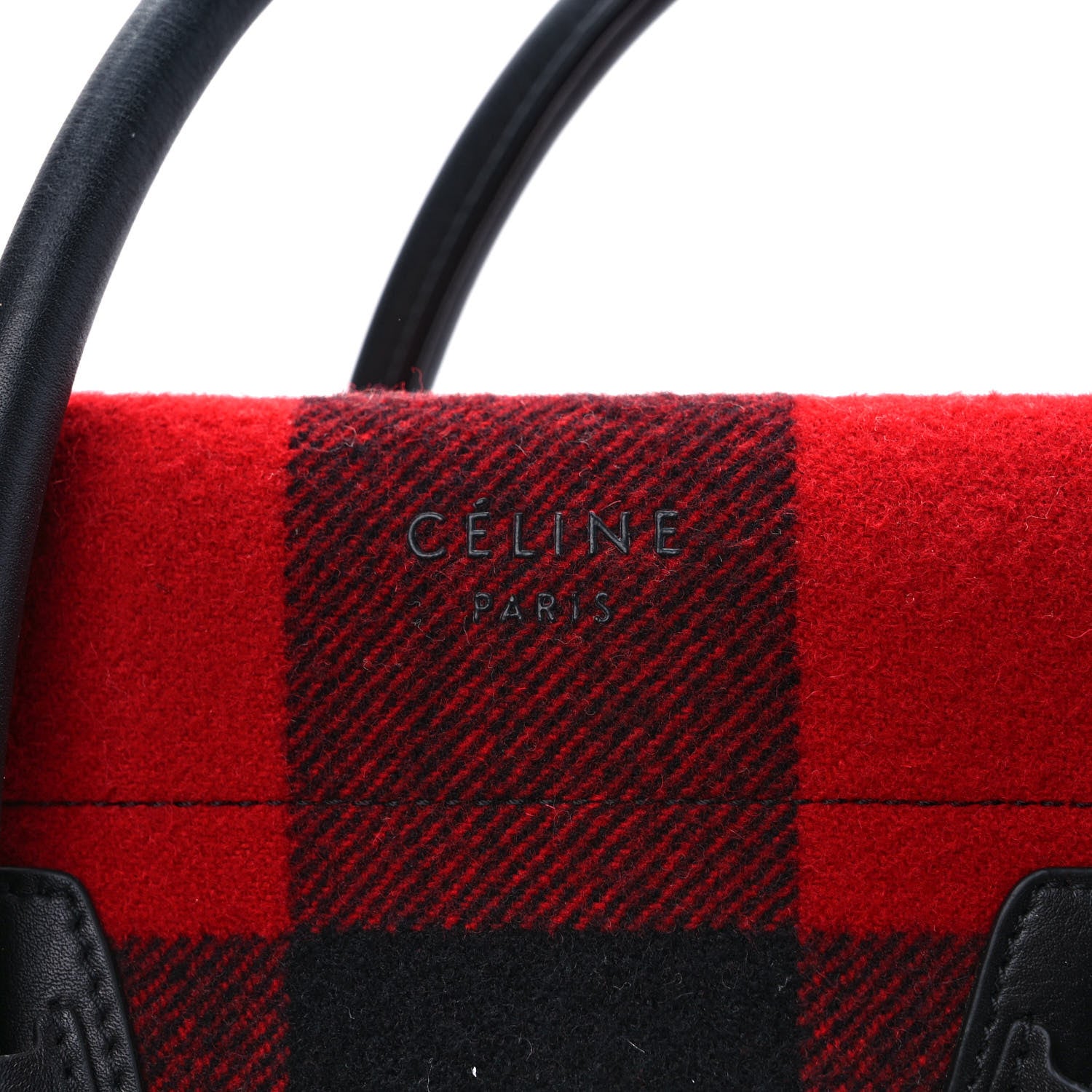 Celine Wool Tartan Medium Phantom Luggage Red 5 of 9