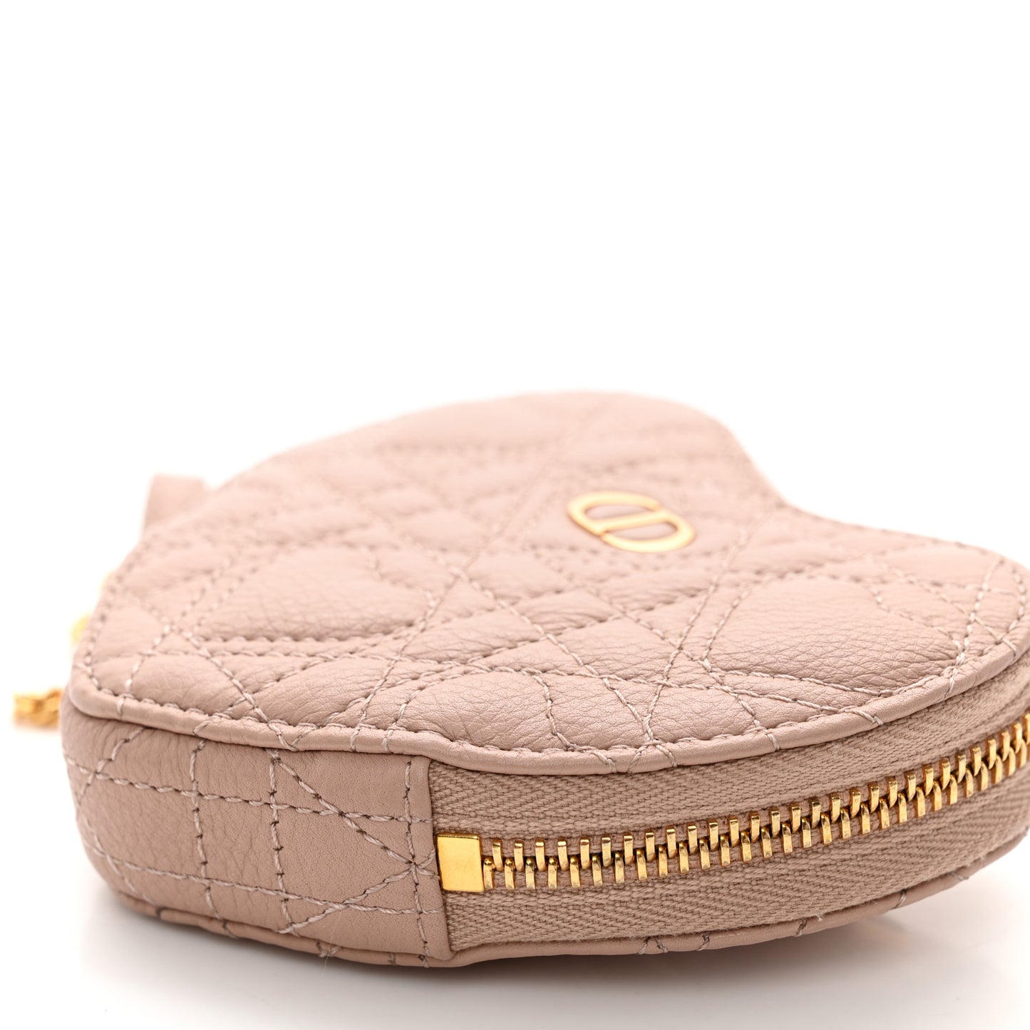 Calfskin Cannage Dioramour Caro Heart Pouch With Chain Rose Des Vents
