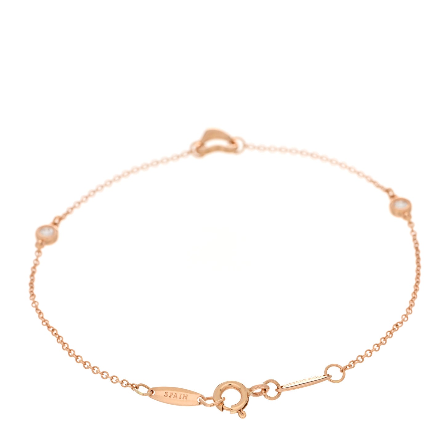 18K Rose Gold Diamond Elsa Peretti Diamonds by the Yard Open Heart Bracelet