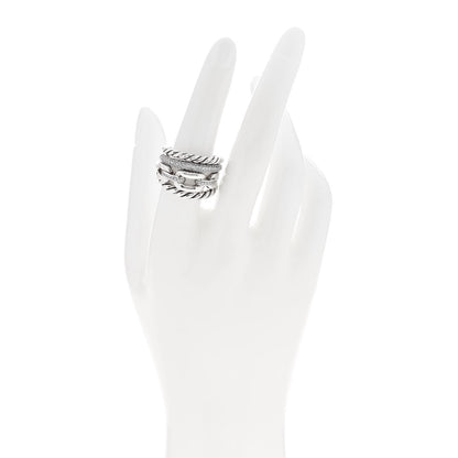 David Yurman Sterling Silver Diamond Wellesley Four-Row Ring 54 7 2 of 4