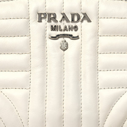 Prada Soft Calfskin Stitched Diagramme Wristlet Pouch White 8 of 12