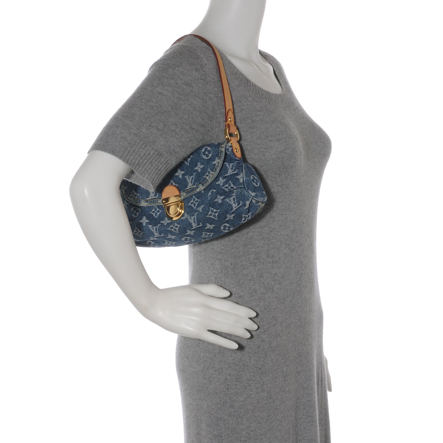 Monogram Denim Mini Pleaty Blue