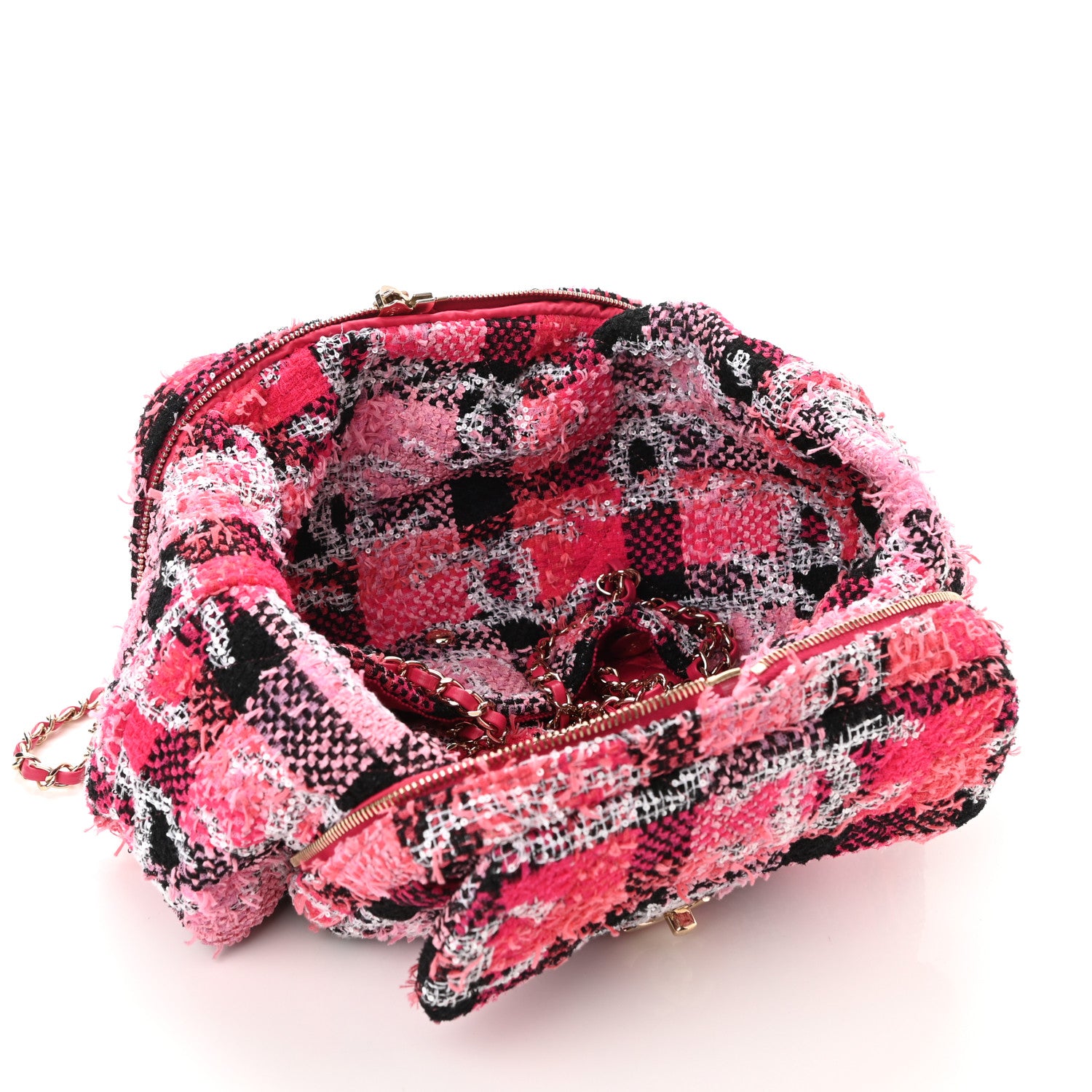 Chanel Tweed Large Tote Flap Pink Black 8 of 17