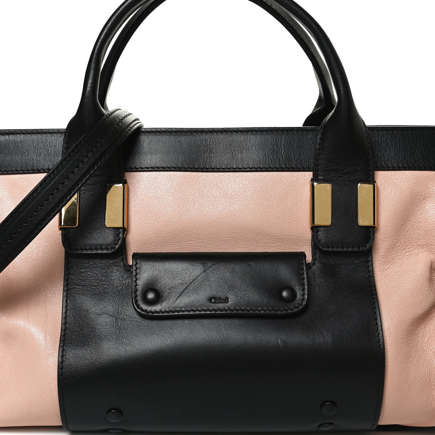 Chloe Calfskin Medium Alice Satchel Beige Black 8 of 10