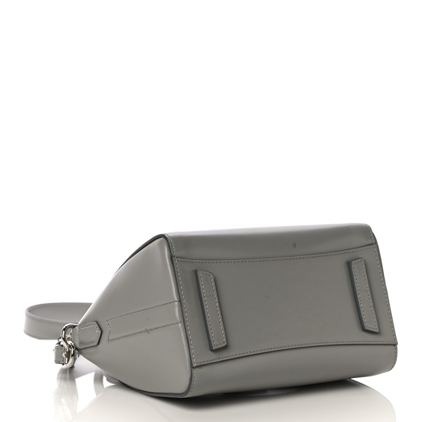 Shiny Lord Calfskin Mini Antigona Pearl Grey