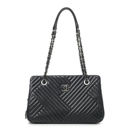Chanel Lambskin Quilted CC Crossing Shopping Tote Black 1 of 4