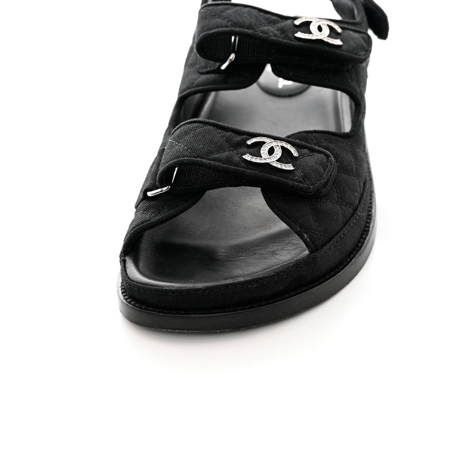 Chanel Mixed Fibers Velcro Dad Sandals 39.5 Black 12 of 15