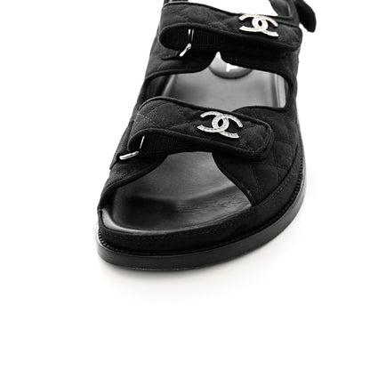 Chanel Mixed Fibers Velcro Dad Sandals 39.5 Black 12 of 15