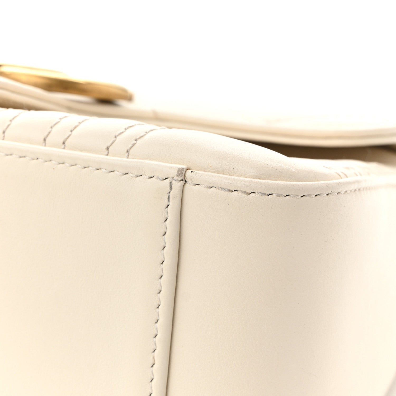 Gucci Calfskin Matelasse Mini GG Marmont Top Handle Shoulder Bag White 11 of 11