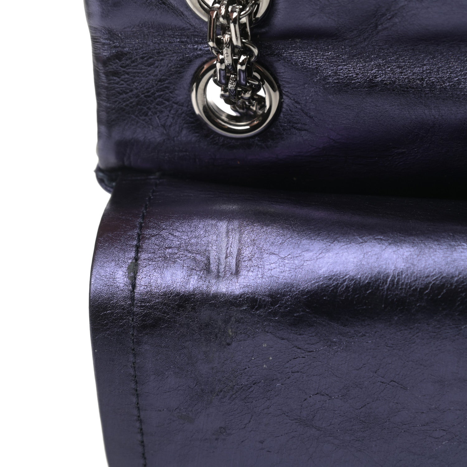 Chanel Metallic Aged Calfskin Quilted 2.55 Reissue 226 Flap Dark Navy Blue 11 of 12
