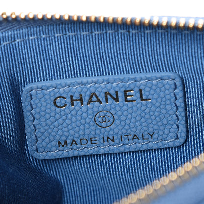 Chanel Caviar Chevron Quilted Small Cosmetic Case Blue 6 of 9