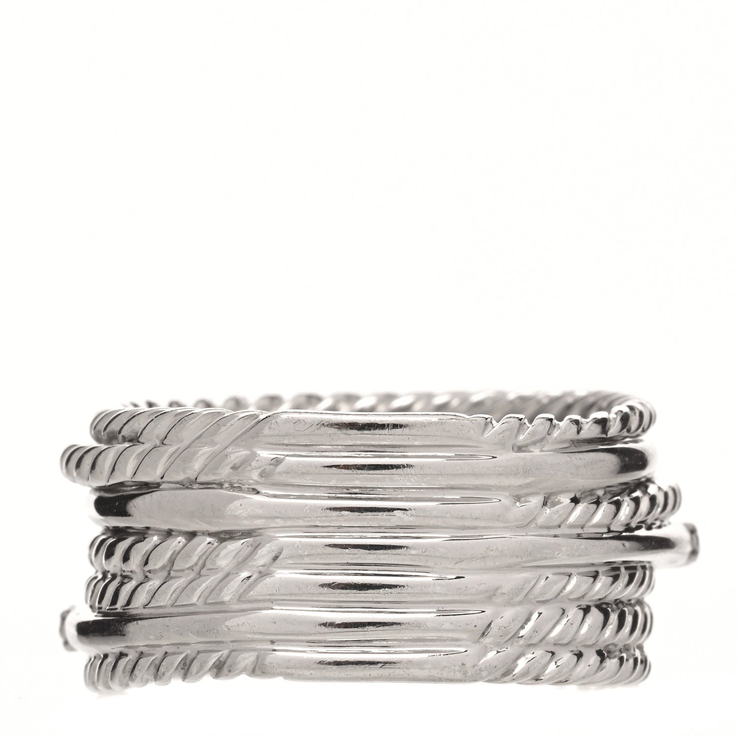 David Yurman Sterling Silver Diamond 11mm Wide Crossover Cable Ring 54 7 3 of 4