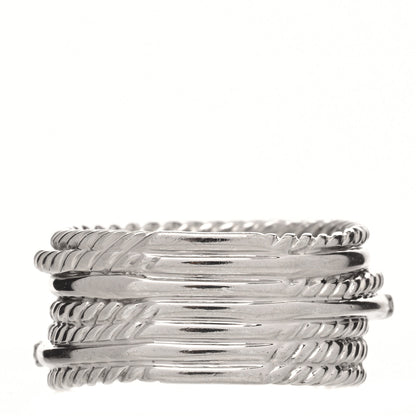 David Yurman Sterling Silver Diamond 11mm Wide Crossover Cable Ring 54 7 3 of 4