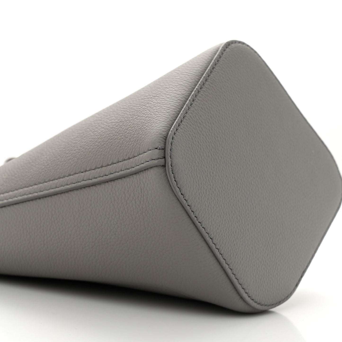 Soft Grained Calfskin Mini Pebble Bucket Bag Pearl Grey